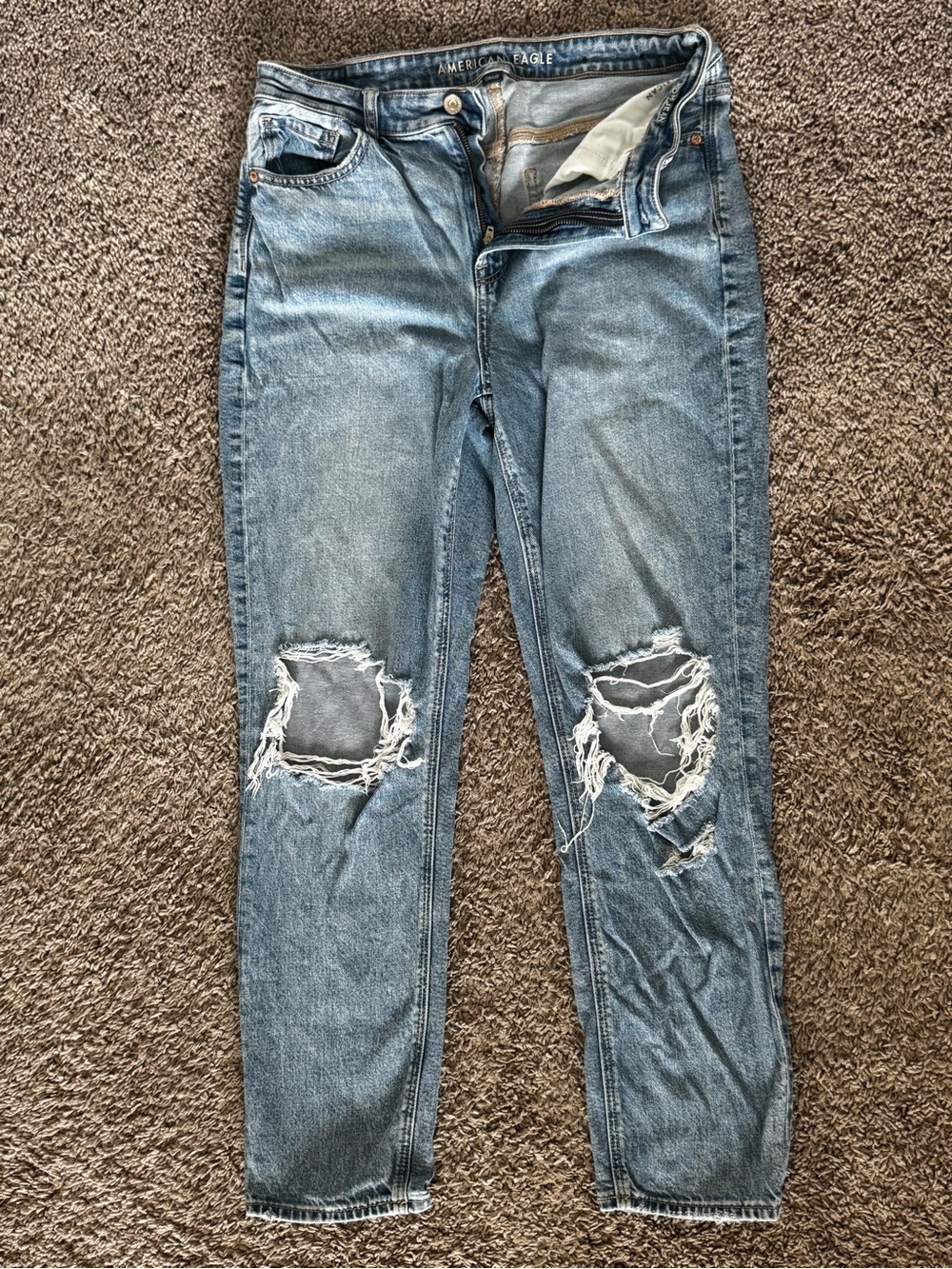 American Eagle Outfitters Ripped Mom Jean - Color: Blown Out Blue - Picture 4 of 6